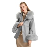 Faux Fur Collar and Cuff Wool Jacket