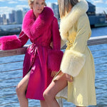 Belted Longline Trench Coat with Plush Trim