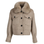 Cropped Wool Jacket with Faux Fur Collar