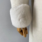 Long Belted Wool Trench with Faux Fur Trim