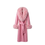 Fur-Trimmed Long Wool Blend Coat