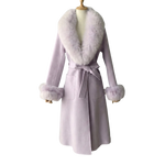 Long Wrap Coat with Faux Fur Collar and Cuffs