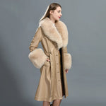 Belted Longline Trench Coat with Plush Trim
