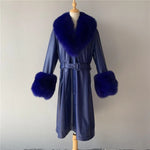 Belted Longline Trench Coat with Plush Trim