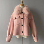 Cropped Wool Jacket with Faux Fur Collar
