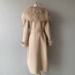 Classic Tie-Waist Longline Coat with Plush Neckline