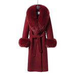 Fur-Trimmed Long Wool Blend Coat