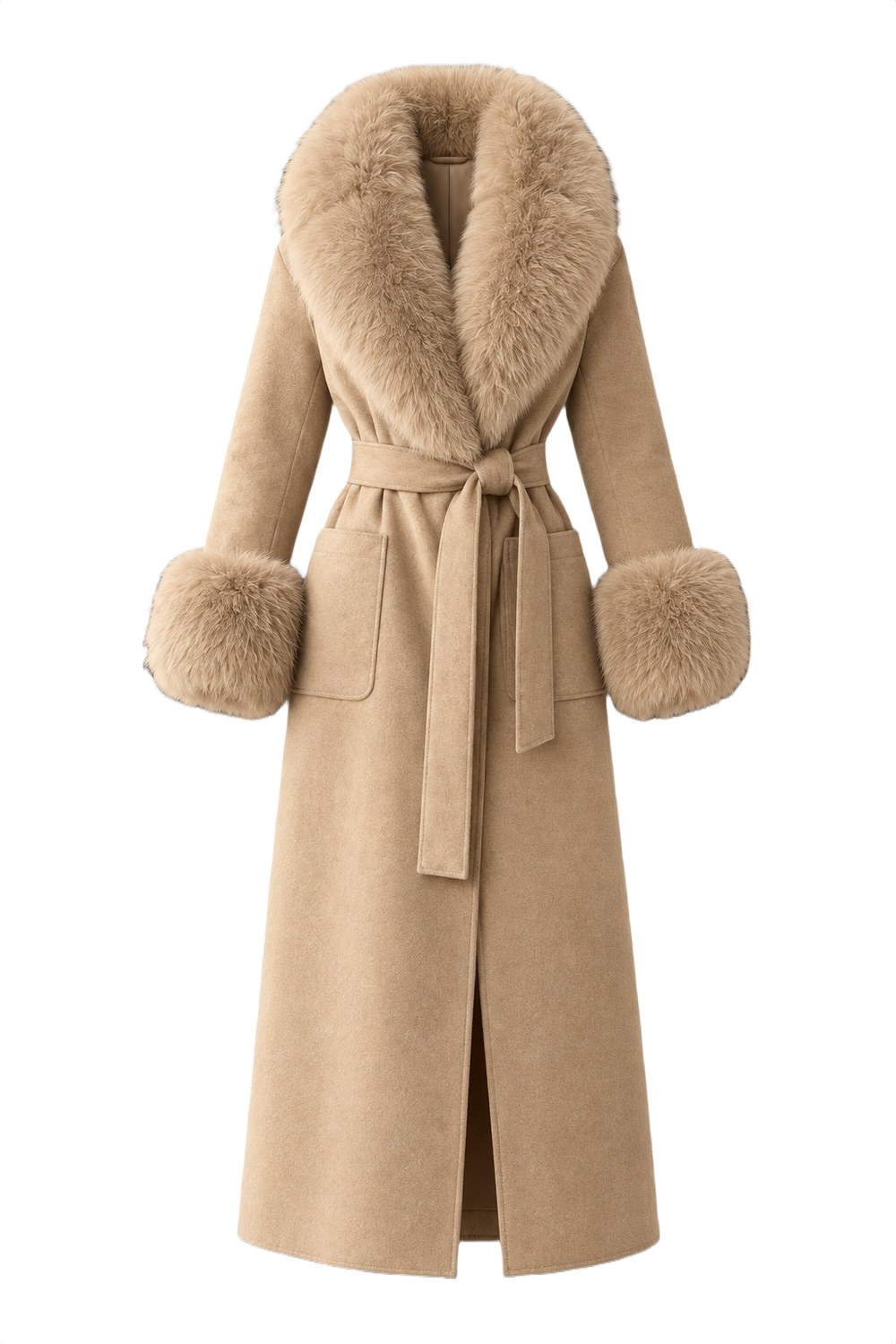Fur-Trimmed Cashmere Coat