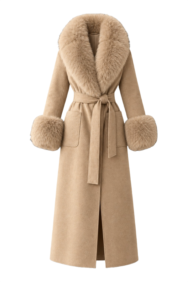 Fur-Trimmed Cashmere Coat