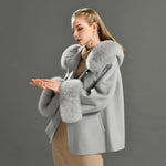 Faux Fur Collar and Cuff Wool Jacket