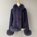 Cropped Wool Moto Jacket with Plush Fux Fur Trim