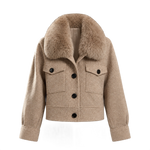 Cropped Wool Jacket with Faux Fur Collar