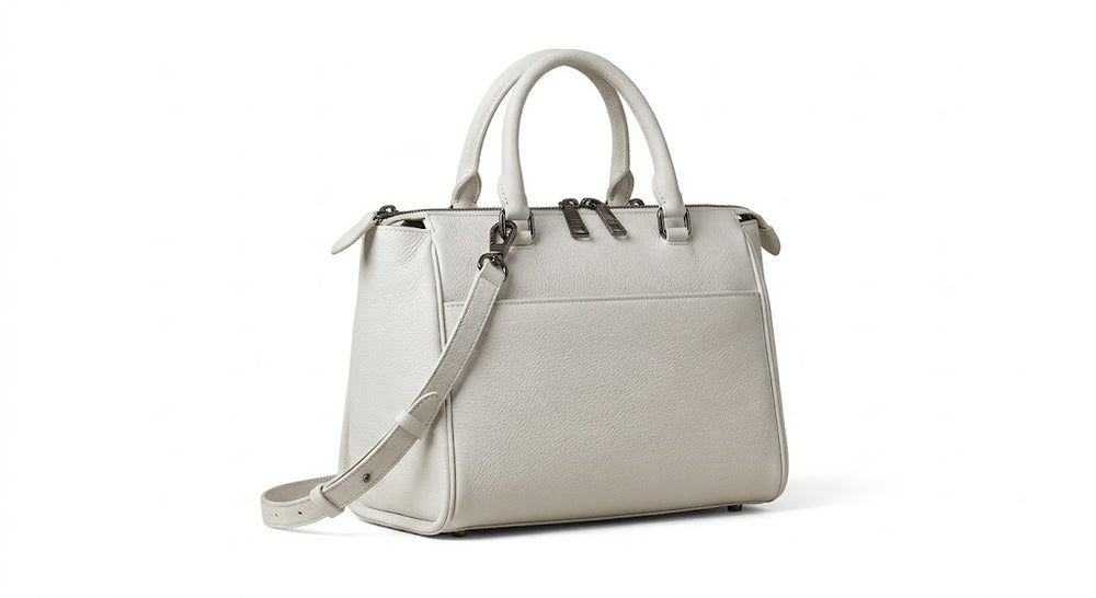 Ivory Pebble Leather Satchel