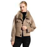 Cropped Wool Jacket with Faux Fur Collar