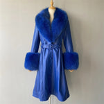 Belted Longline Trench Coat with Plush Trim