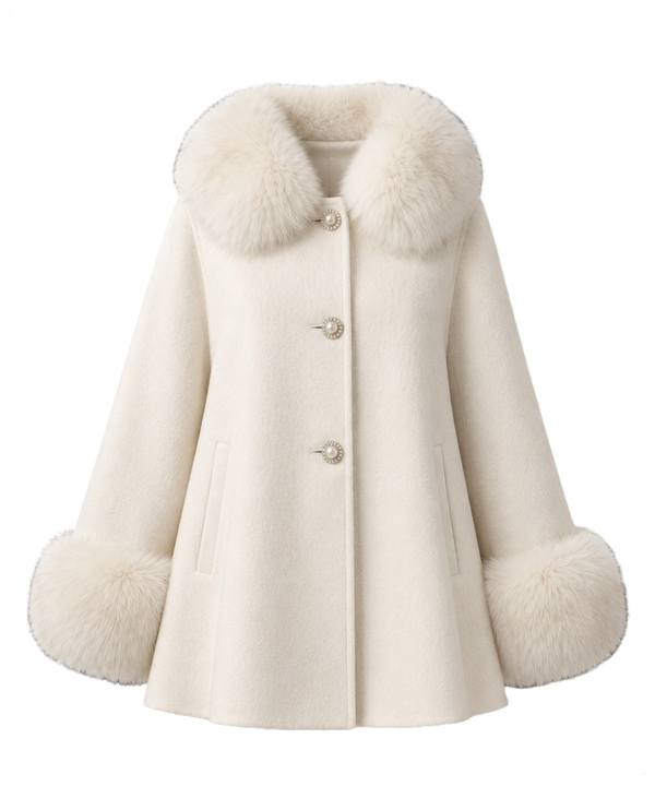 Faux Fur Collar and Cuff Wool Jacket