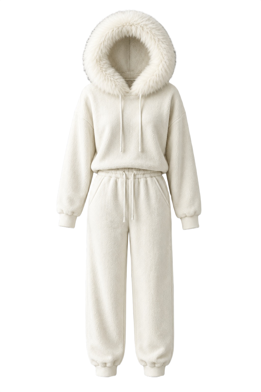 Plush Fur-Trim Hoodie Lounge Set