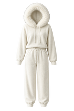 Plush Fur-Trim Hoodie Lounge Set