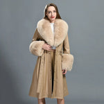 Belted Longline Trench Coat with Plush Trim