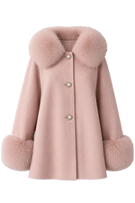 Faux Fur Collar and Cuff Wool Jacket