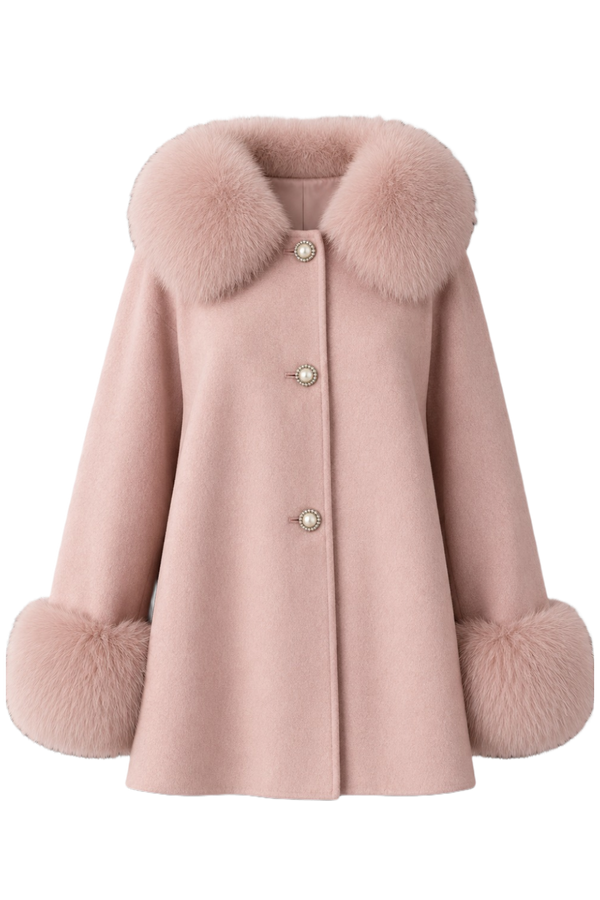 Faux Fur Collar and Cuff Wool Jacket