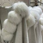 Tie-Waist Wool Jacket with Plush Ball Accents