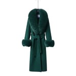 Fur-Trimmed Long Wool Blend Coat