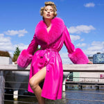 Belted Longline Trench Coat with Plush Trim