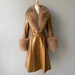 Belted Longline Trench Coat with Plush Trim