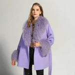 Tie-Waist Wool Coat with Plush Cuffs