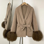 Belted Wrap Coat with Curly Shearling-Style Cuffs (2)