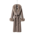 Fur-Trimmed Long Wool Blend Coat