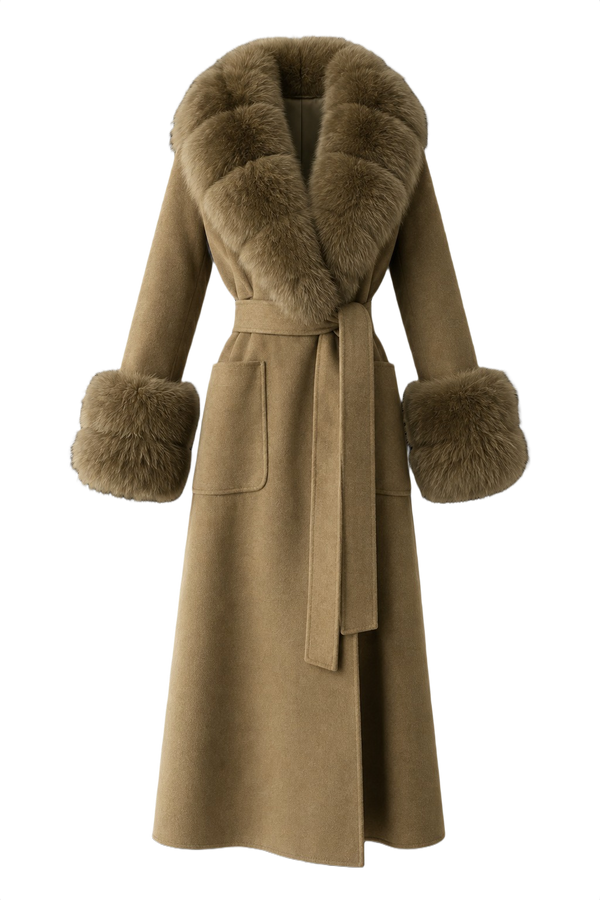 Fur-Trimmed Cashmere Coat