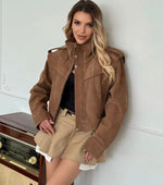 Vintage-Style Outerwear with Shoulder Epaulets