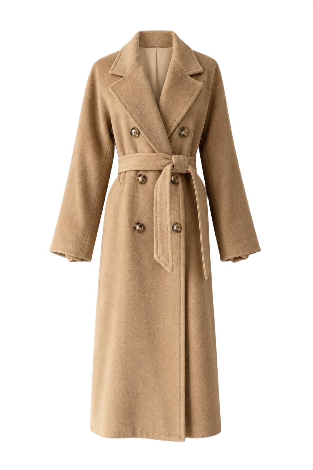Classic Notched Lapel Belted Overcoat