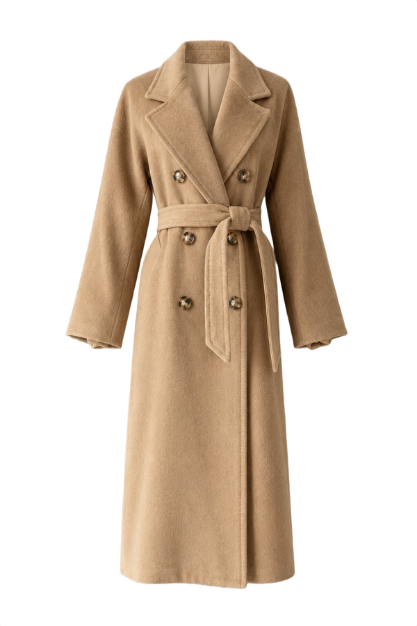 Classic Notched Lapel Belted Overcoat