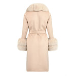 Long Wrap Coat with Faux Fur Collar and Cuffs