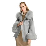 Faux Fur Collar and Cuff Wool Jacket