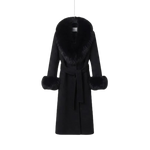Fur-Trimmed Long Wool Blend Coat