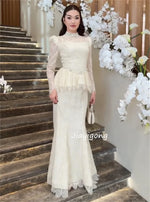 High-Neck Lace Evening Dress