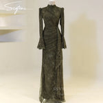 Dresses Mermaid Modest Long Sleeves Lace Prom Party Gowns Luxury Gala Robe De Soiree Femmes