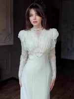 Dress For Women High Slim Bandage Waist Ruffles Hem Ladies Elegant Party Gown
