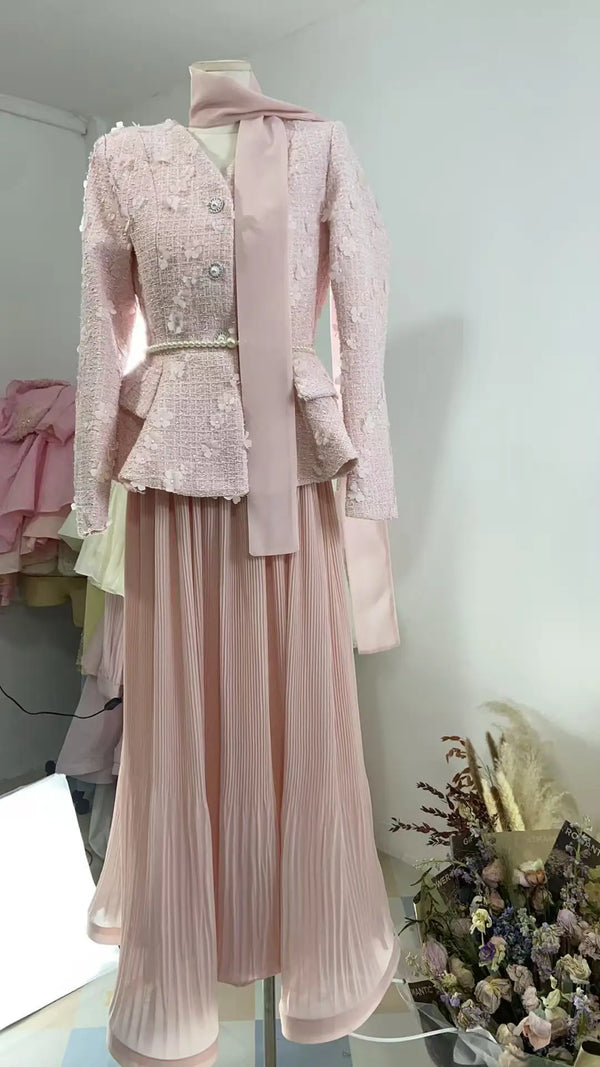 Coat And Pleated Skirt
