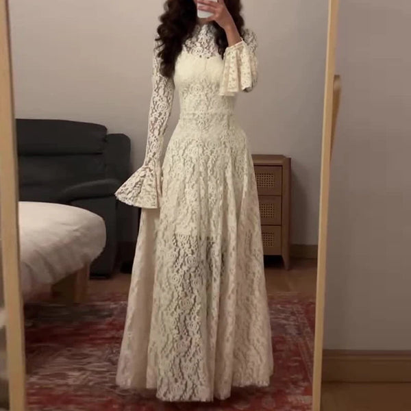 Dress Women's Fashion French O-neck Banquet Dress