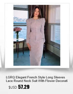 LGRQ French Chic Style Floral Collar Single Breasted Blazer Coat With Maxi Pleated Skirts Female Elegant Sets Trendy Clothing