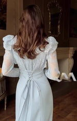 Dress For Women High Slim Bandage Waist Ruffles Hem Ladies Elegant Party Gown