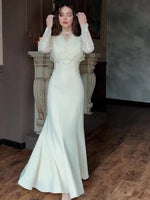 Dress For Women High Slim Bandage Waist Ruffles Hem Ladies Elegant Party Gown