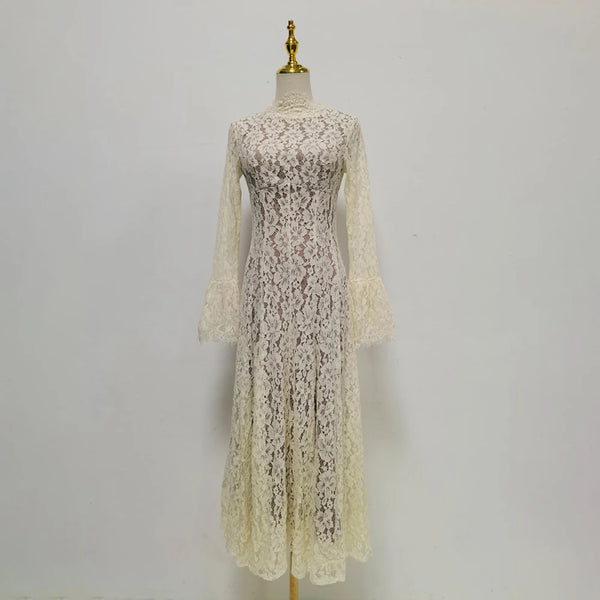 Dresses for Women Neck Long Sleeve French Elegant Dress Female Summer Fashion