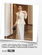 LGRQ French Chic Style Floral Collar Single Breasted Blazer Coat With Maxi Pleated Skirts Female Elegant Sets Trendy Clothing