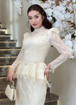High-Neck Lace Evening Dress